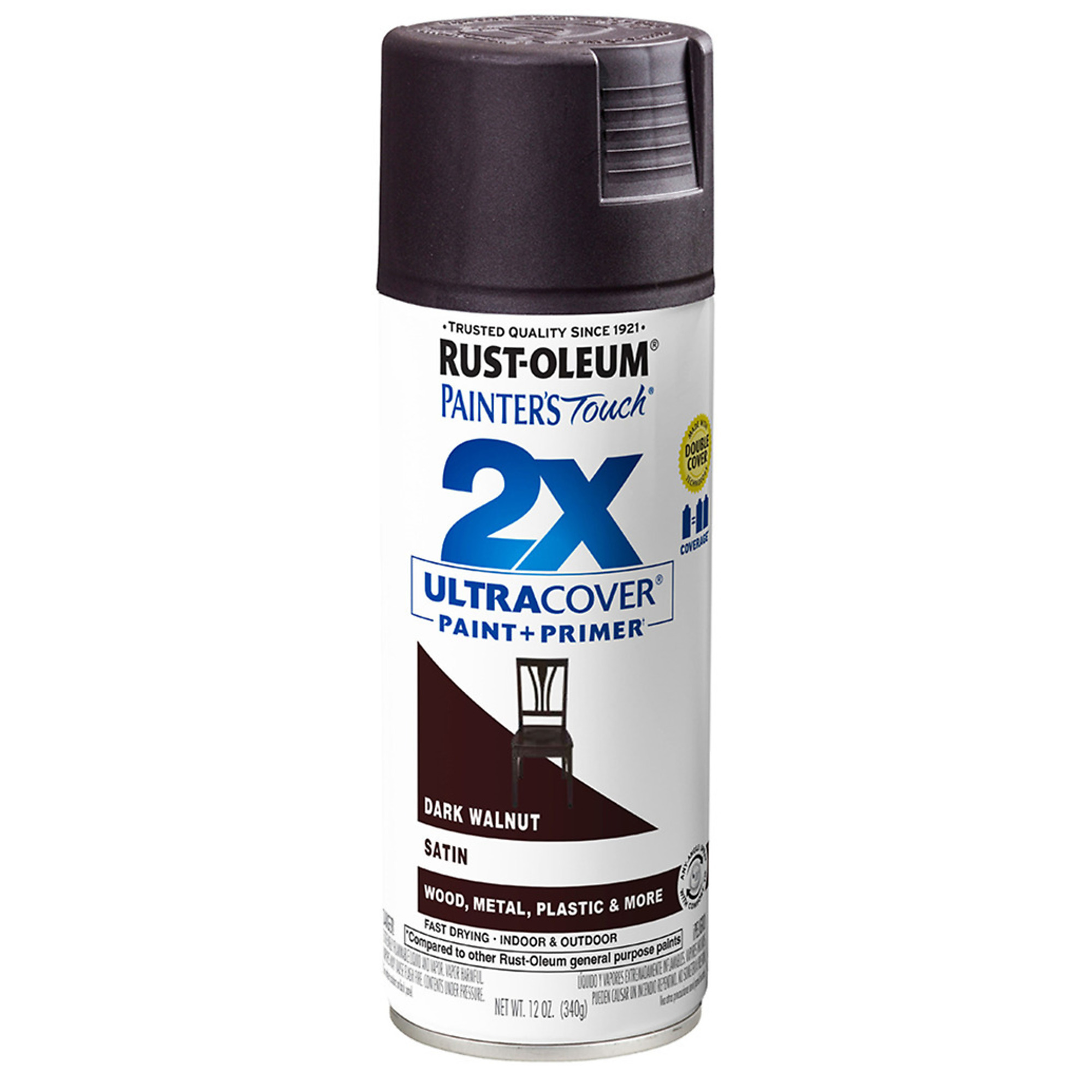 Rust-Oleum Painter's Touch 2X Spray Paint - Satin, Dark Walnut, 12 Oz., Model# 334064DS